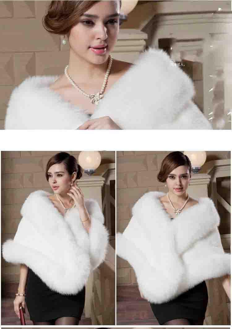 Faux Fur Wraps Coat White Shrug Women Jacket