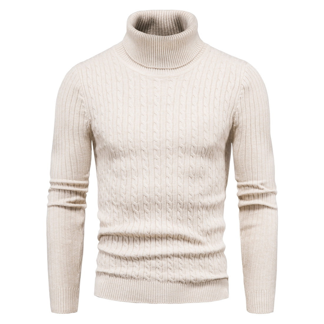 Men Turtleneck Sweater Warm Pullover Knitted