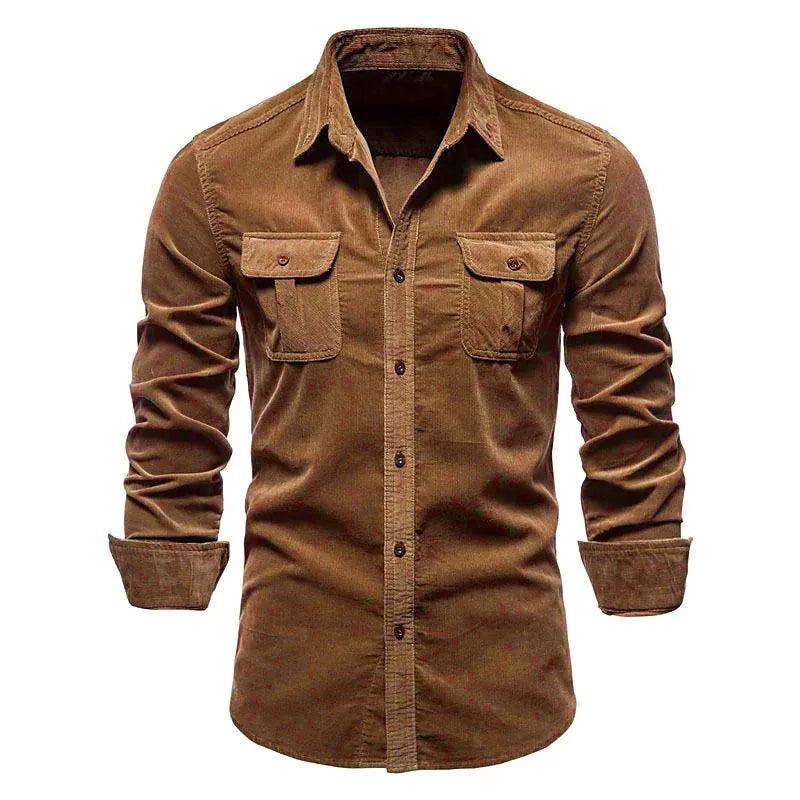 Rare Corduroy Shirts: Men's Slim Long Sleeve Top