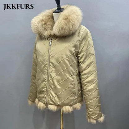 Fox Fur Coat for Women Cardigan Reversible Jacket Bubble Natural Fur