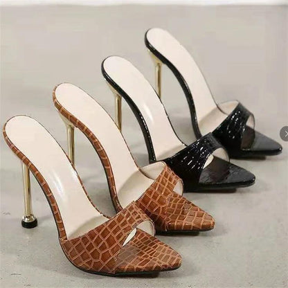 Open Toe Stiletto High Heeled Shoes