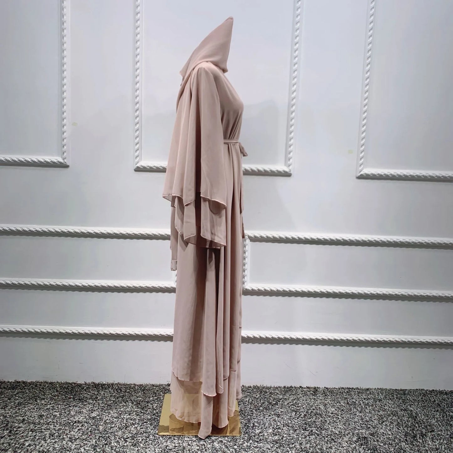 Chiffon Abaya Casual With Belt and Scarf