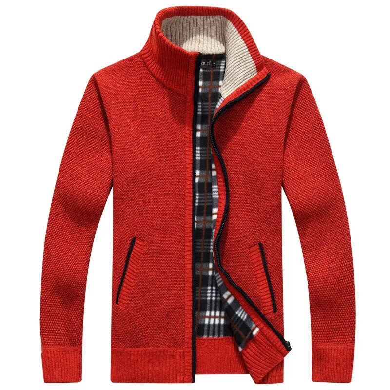 Winter Men's Wool Cardigan Zipper Knitted Thick Casual