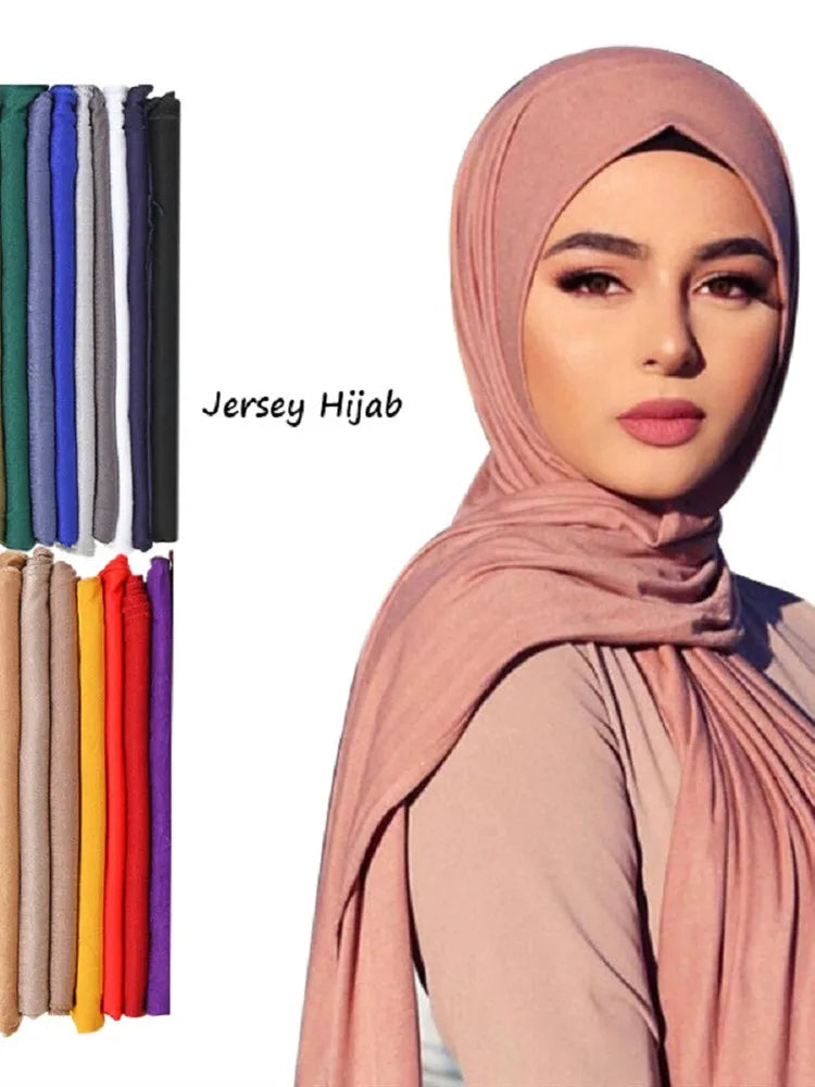 Cotton Jersey Hijab Headscarf Long Plain 20+ Colors