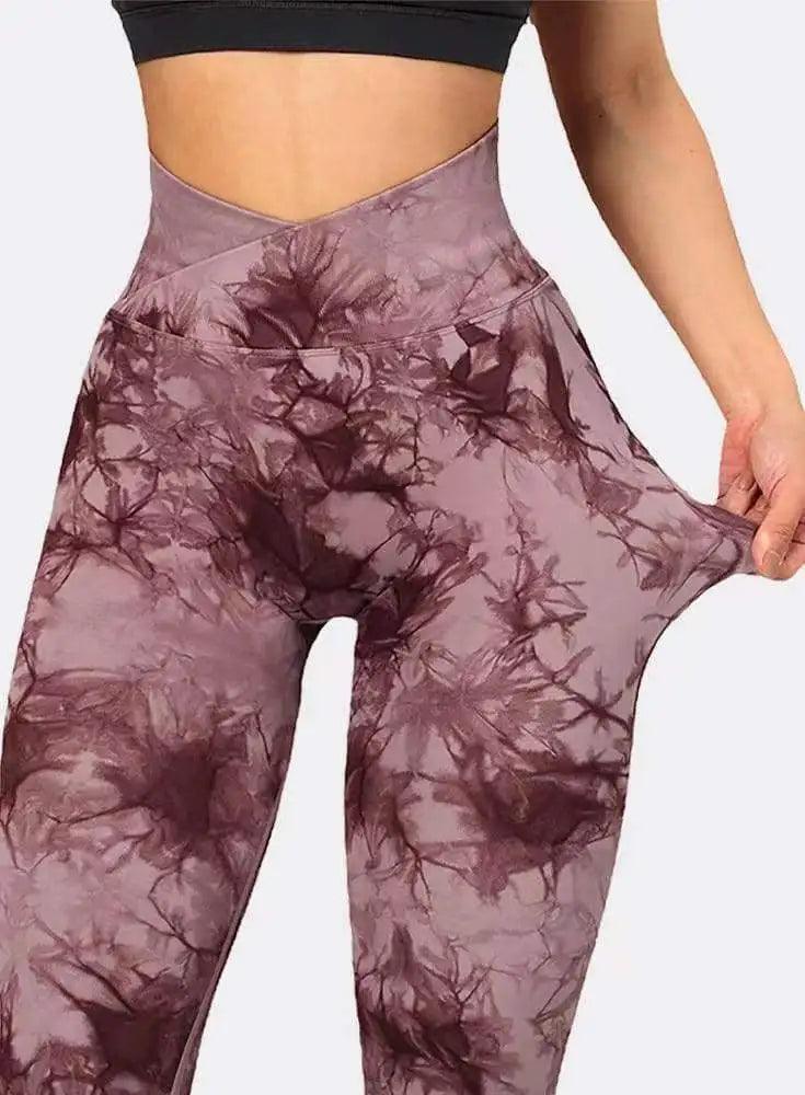 Stylish Tie Dye V Cut Fitness Leggings: Push Up Design, Gym-Ready, Seamless Yoga Pants