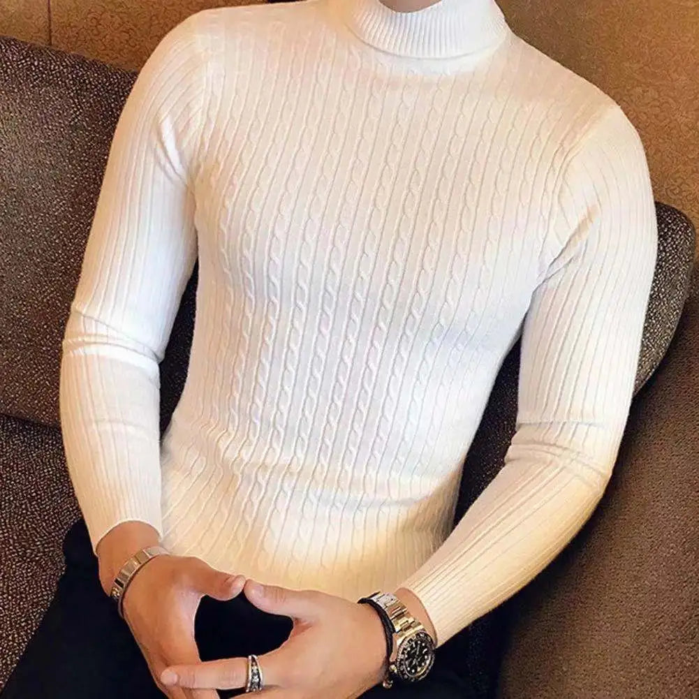 Men Casual Style Wool Turtleneck Warm Cotton Sweaters