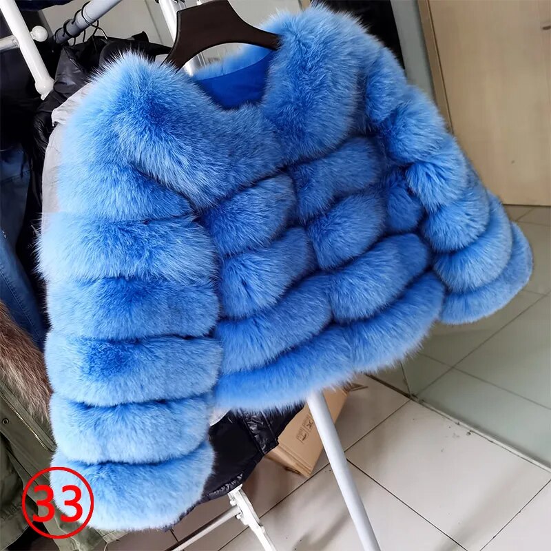 Real Fox Fur Coat Women Winter Warm Luxury Fur Jacket Plus