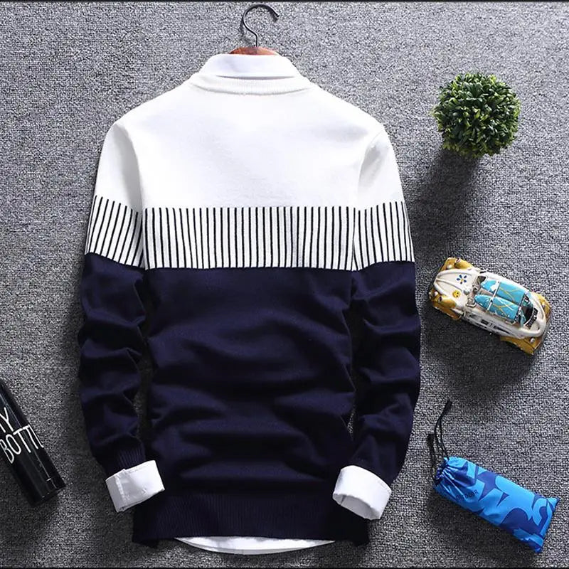 Men Classy Striped Causal Knitted Sweaters Slim Fit O-Neck