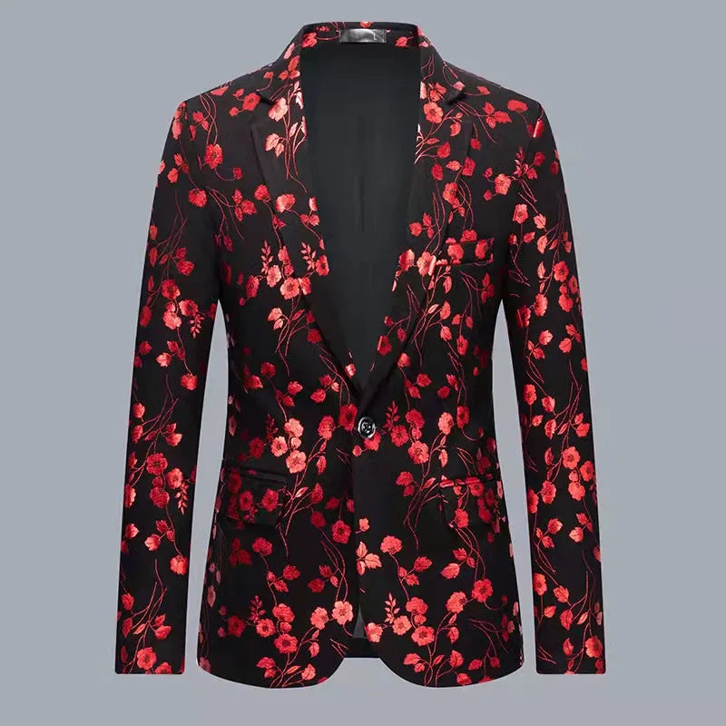 High-Quality Gentleman Floral Men's Blazer Jackets