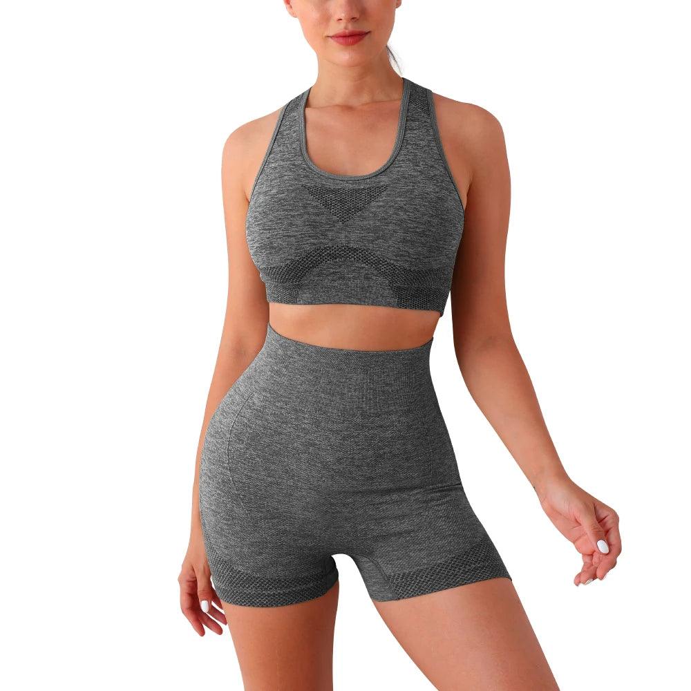 Gym Set with Push-Up Seamless Yoga High-Waist Shorts