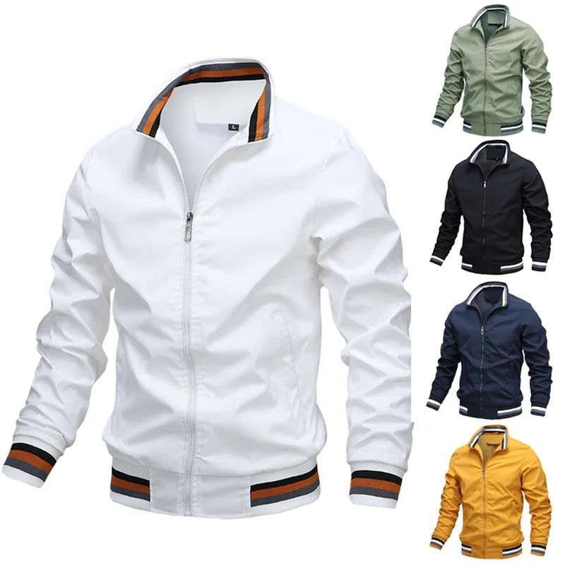 Spring/Autumn Men's Casual Jacket: Sports Solid Color Windbreaker