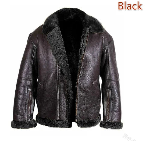 Men's Shearling Leather Jacket RAF Style with Fur