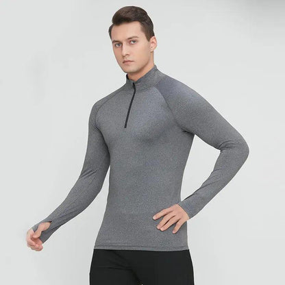 Breathable Training Top for men with Zipper Long Sleeve for Men