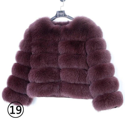 Real Fox Fur Coat Women Winter Warm Luxury Fur Jacket Plus