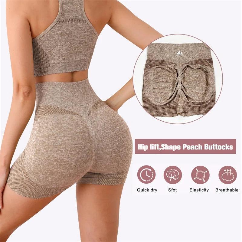 Gym Set with Push-Up Seamless Yoga High-Waist Shorts