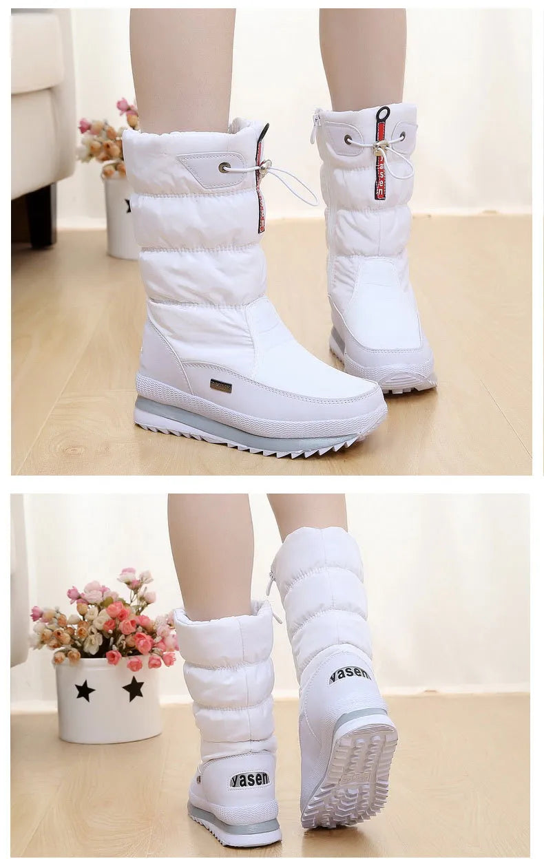 Women Snow Boots Platform Winter Boots Thick Plush Waterproof Non-slip Warm