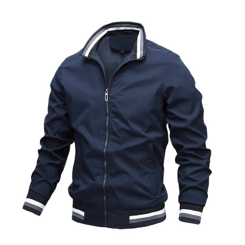 Spring/Autumn Men's Casual Jacket: Sports Solid Color Windbreaker