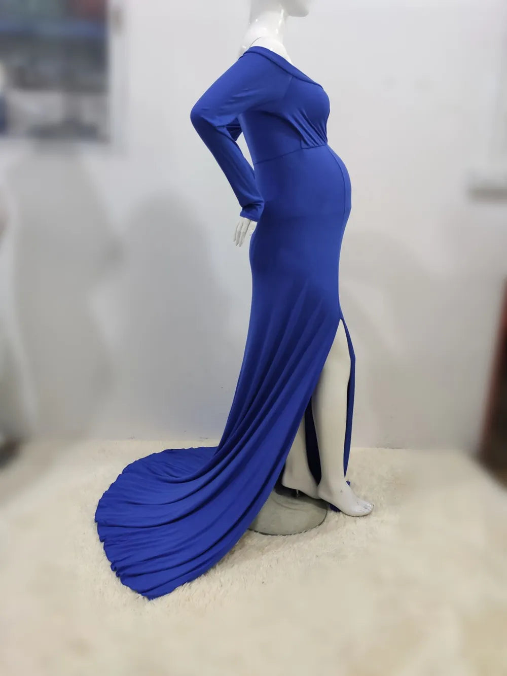 Shoulder-less Maternity Dresses Maxi Gown Long