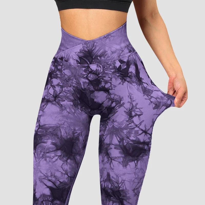 Stylish Tie Dye V Cut Fitness Leggings: Push Up Design, Gym-Ready, Seamless Yoga Pants