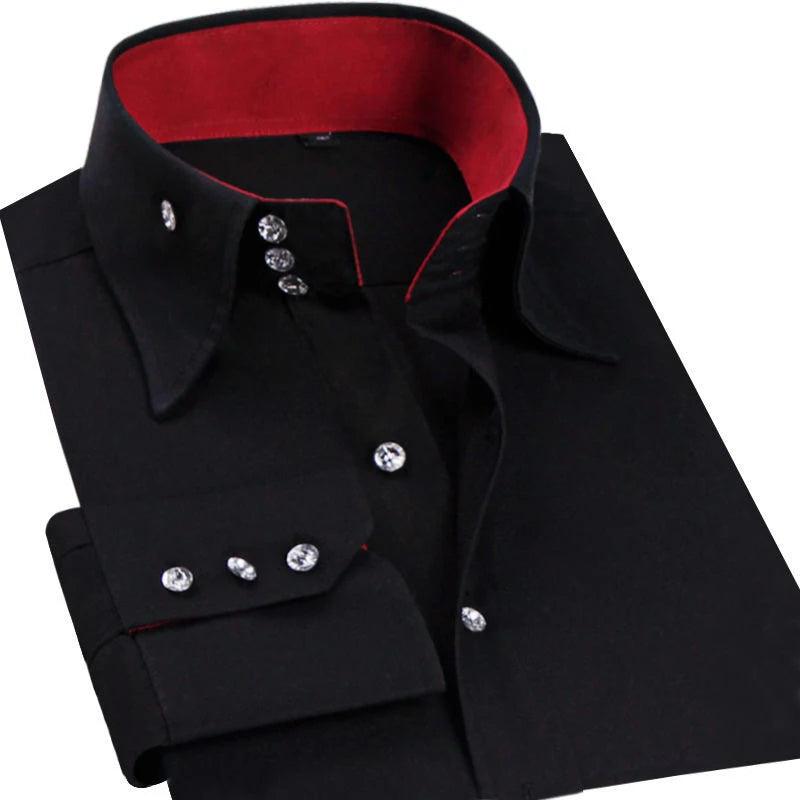 Men's Casual Long Sleeve Button-down Collared Dressy Shirt Slim Fit