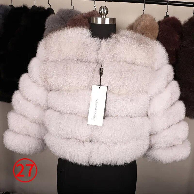 Real Fox Fur Coat Women Winter Warm Luxury Fur Jacket Plus