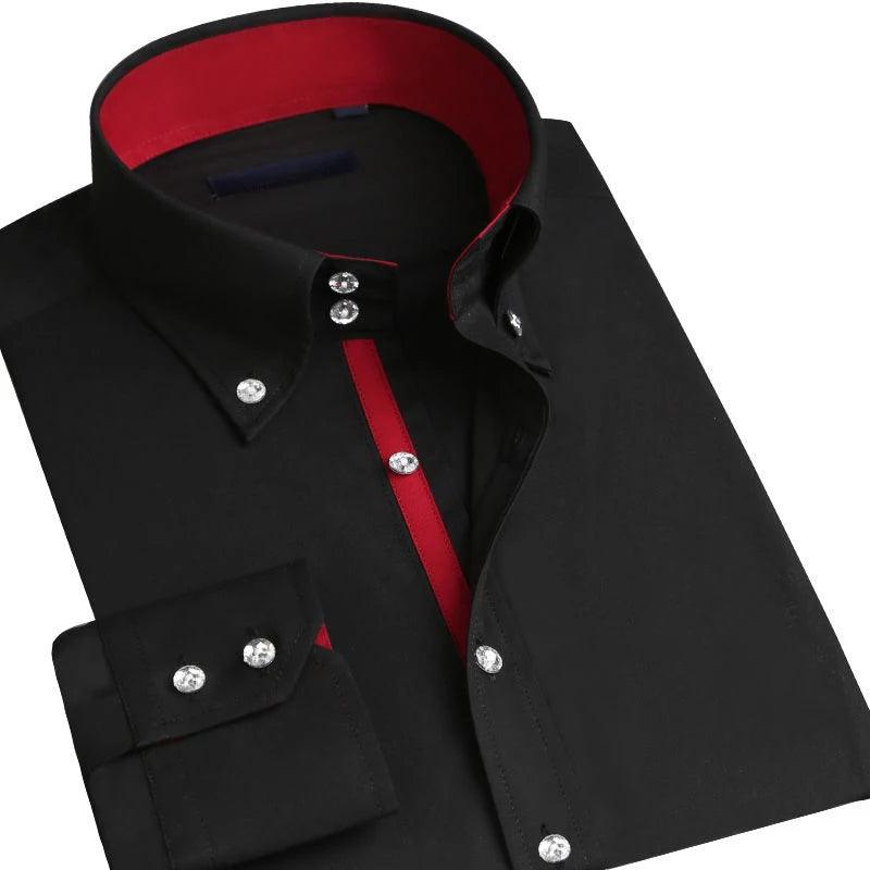 Men's Casual Long Sleeve Button-down Collared Dressy Shirt Slim Fit