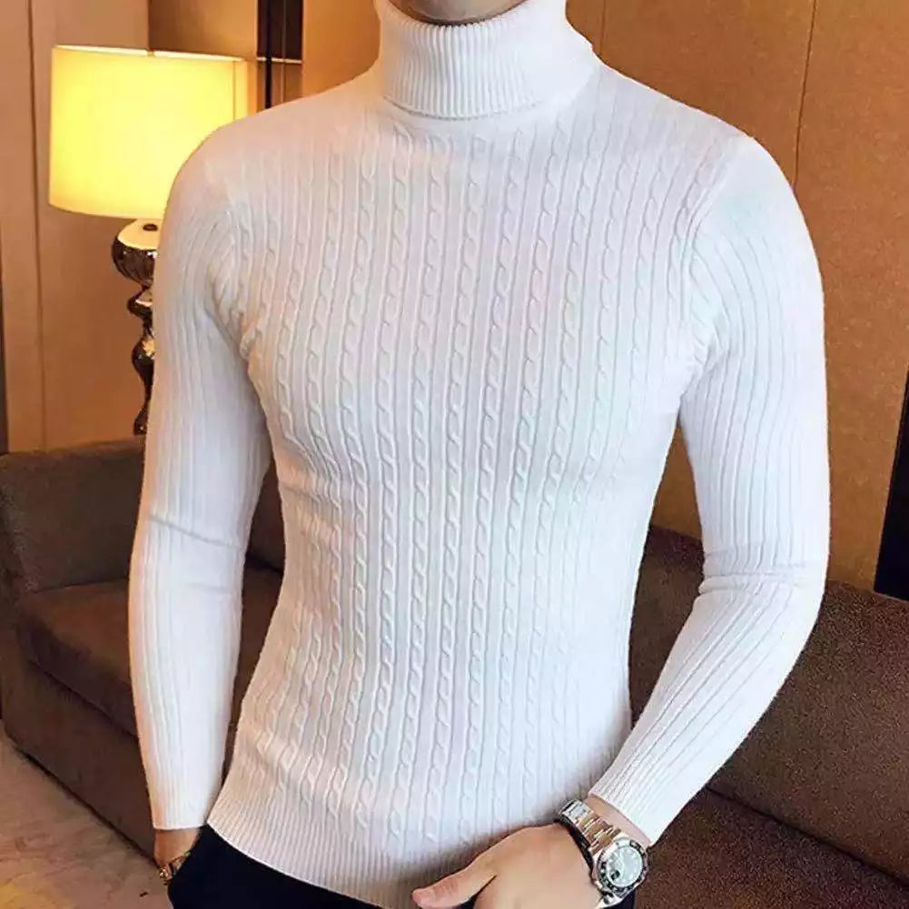 Men Casual Style Wool Turtleneck Warm Cotton Sweaters