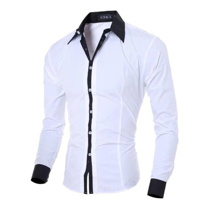 NEW Men's Shirt: Long Sleeve Casual Solid Multi-Button, Slim Fit Dressy Two Color Shirts