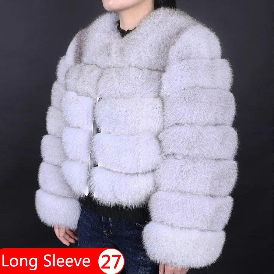 Real Fox Fur Coat Women Winter Warm Luxury Fur Jacket Plus