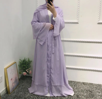 Chiffon Abaya Casual With Belt NO Scarf