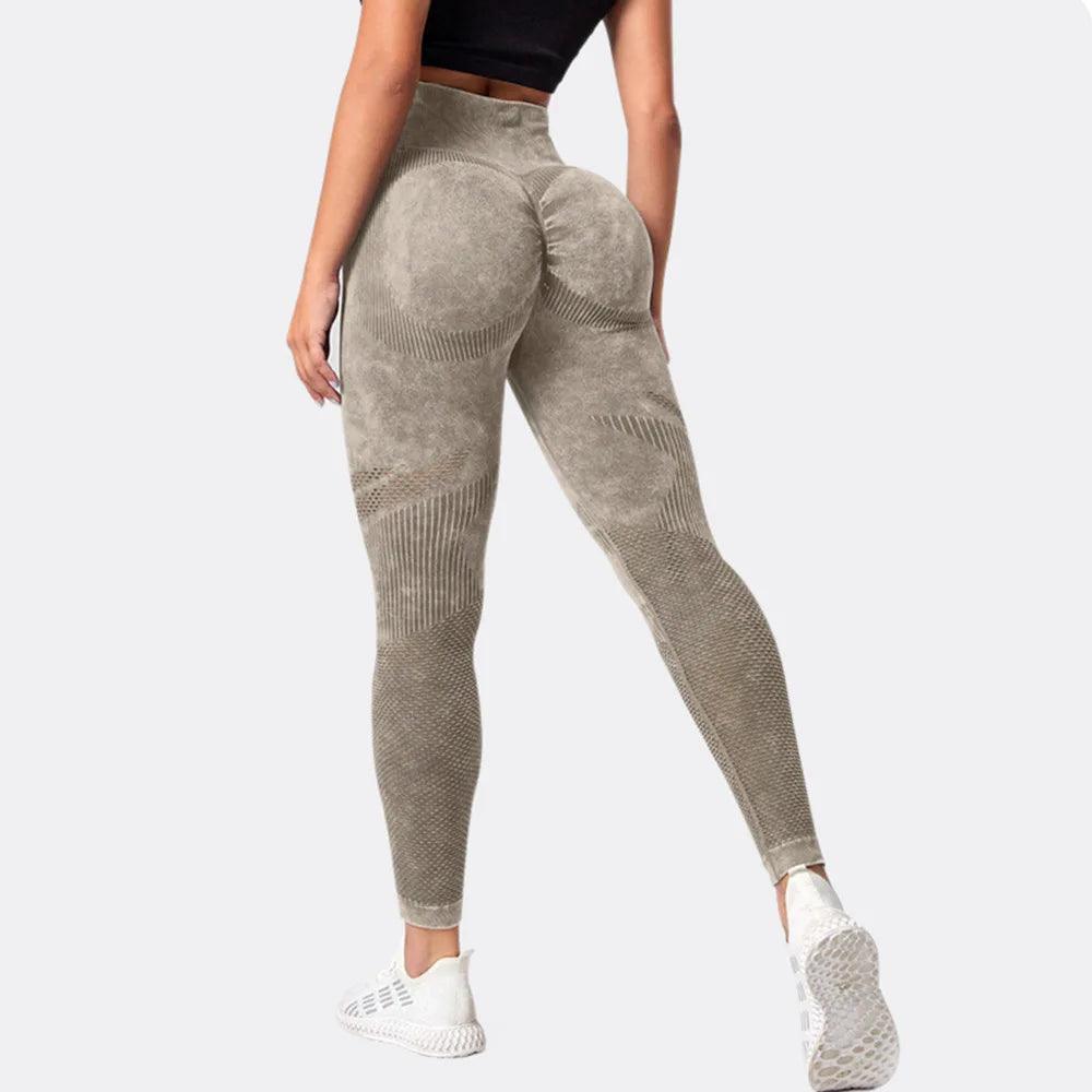 Seamless High-Waist Yoga Pants: Sand Wash, Peach Hip Lifting, Fitness Wear