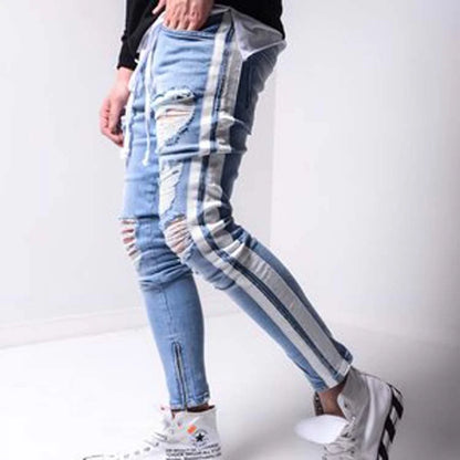 New Slim Men's Denim Jeans Ripped Style