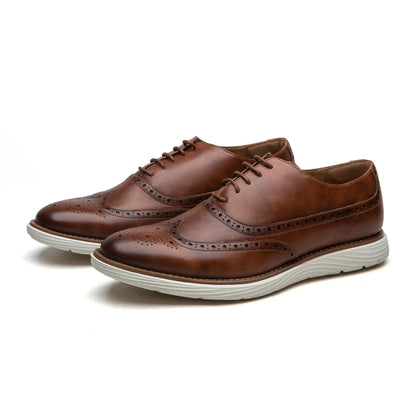 Elegant Lace-up Oxford Leather Shoes: Lightweight Men's Casual Style