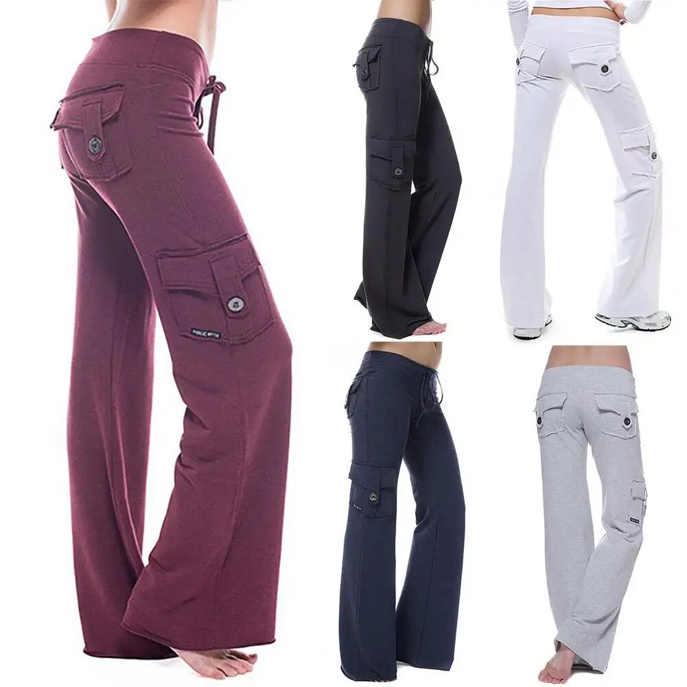 Cargo Thick Elastic Wide Leg & Straight Sweatpants