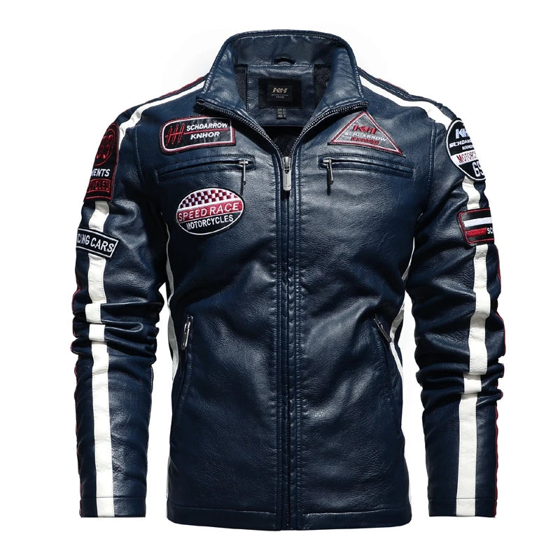 Men's PU Motorbike Racing Jacket: Padded, Thin Stylish