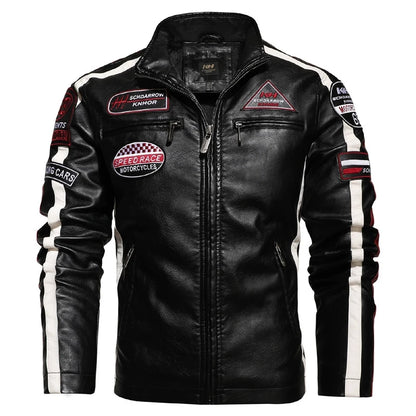 Men's PU Motorbike Racing Jacket: Padded, Thin Stylish