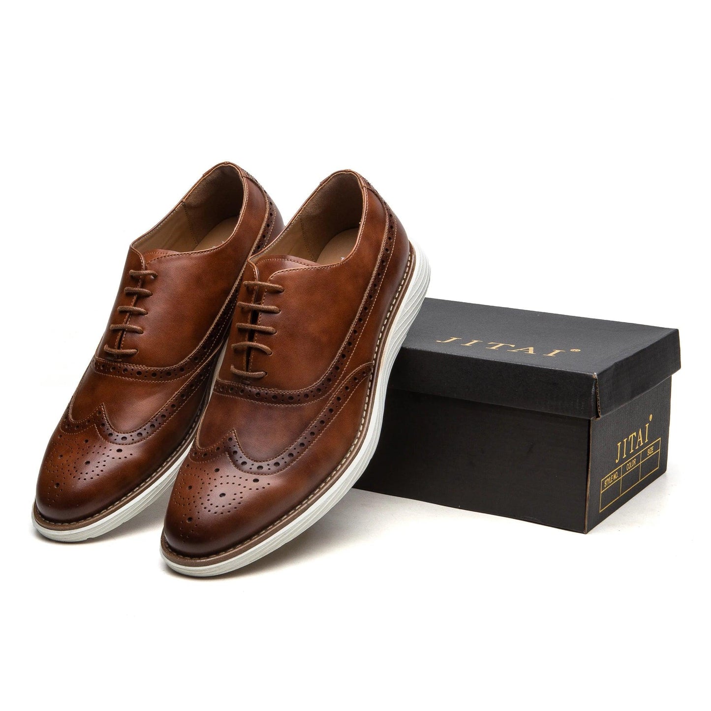 Elegant Lace-up Oxford Leather Shoes: Lightweight Men's Casual Style