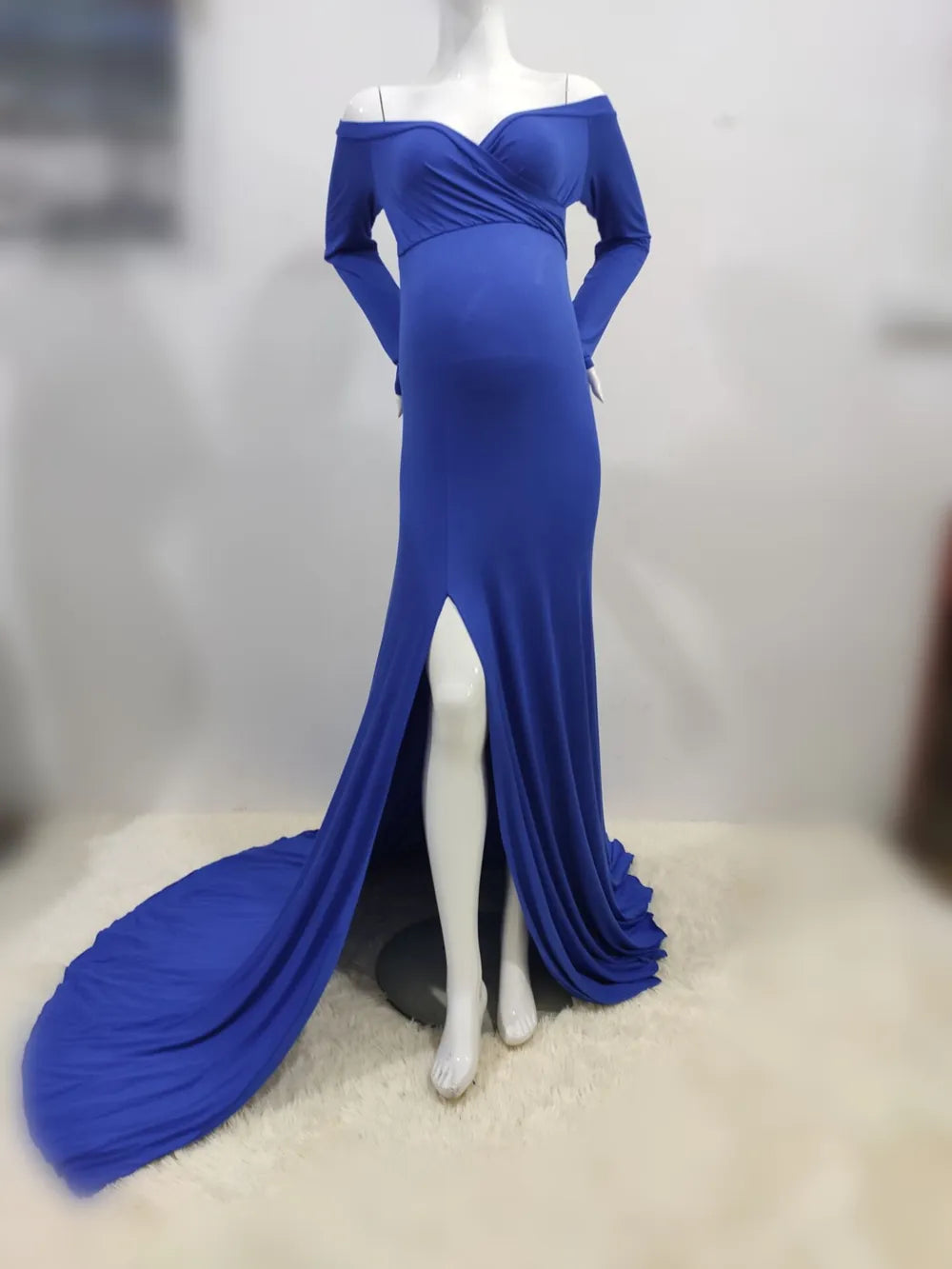 Shoulder-less Maternity Dresses Maxi Gown Long