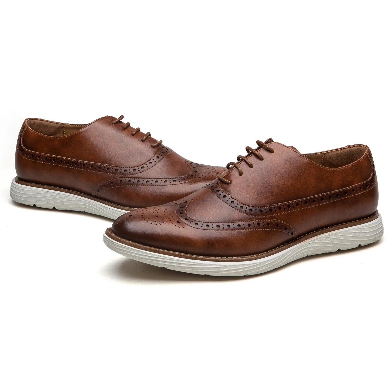 Elegant Lace-up Oxford Leather Shoes: Lightweight Men's Casual Style