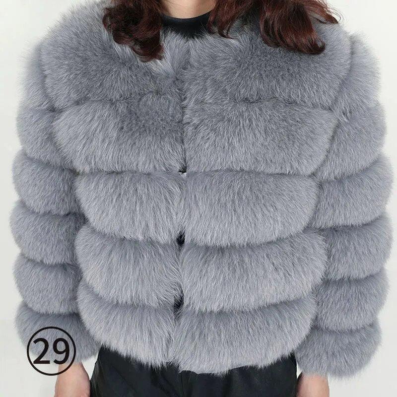 Real Fox Fur Coat Women Winter Warm Luxury Fur Jacket Plus