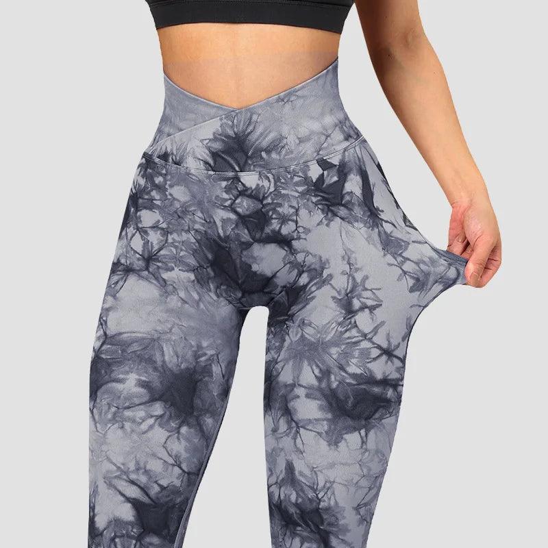 Stylish Tie Dye V Cut Fitness Leggings: Push Up Design, Gym-Ready, Seamless Yoga Pants