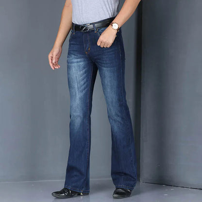 Men's Boot Cut, High Waist, Loose Fit Denim Cotton Blended Jeans