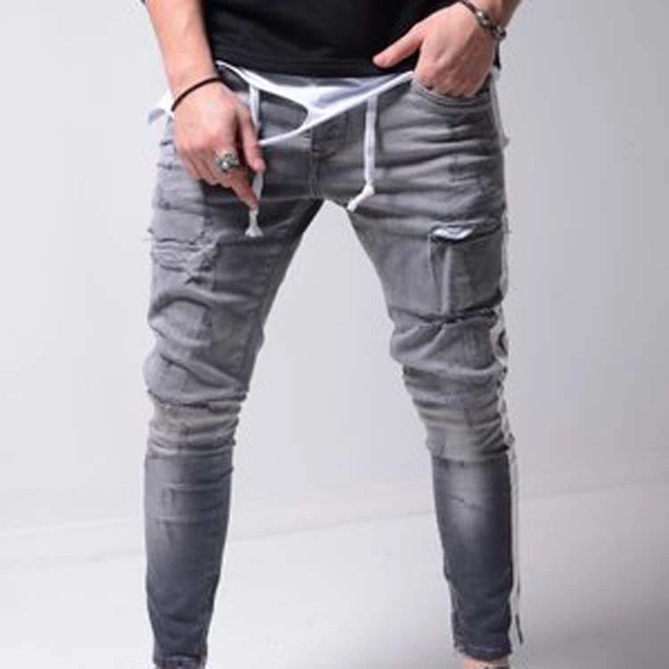 New Slim Men's Denim Jeans Ripped Style