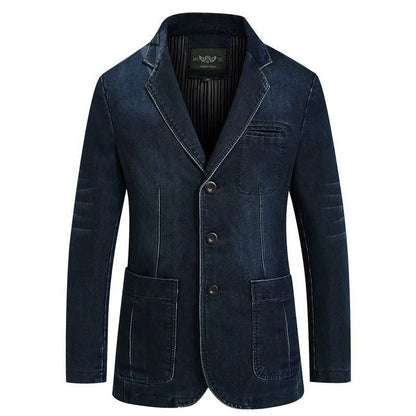 Men's Vintage Denim Blazer, Slim Fit Casual Jacket