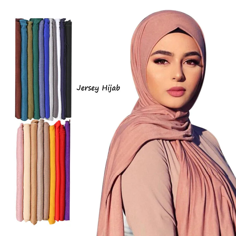 Cotton Jersey Hijab Headscarf Long Plain 20+ Colors