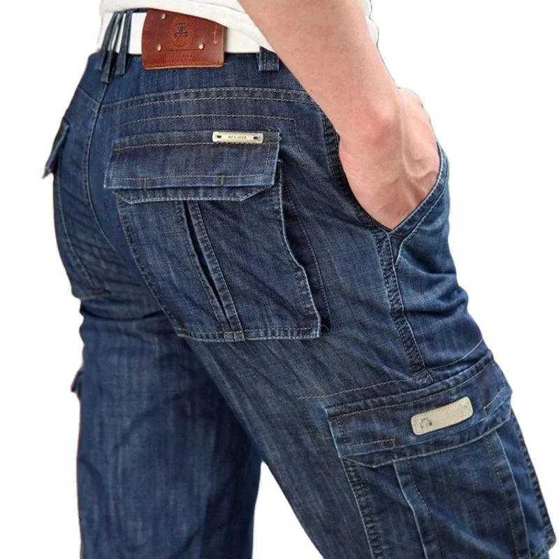 Regular Stretchy Men's Jeans: Straight Cut with Side Pockets