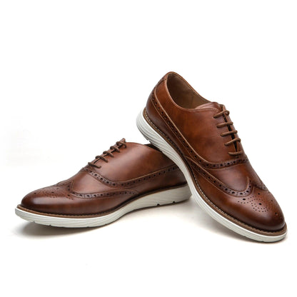 Elegant Lace-up Oxford Leather Shoes: Lightweight Men's Casual Style