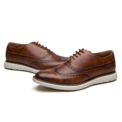 Elegant Lace-up Oxford Leather Shoes: Lightweight Men's Casual Style