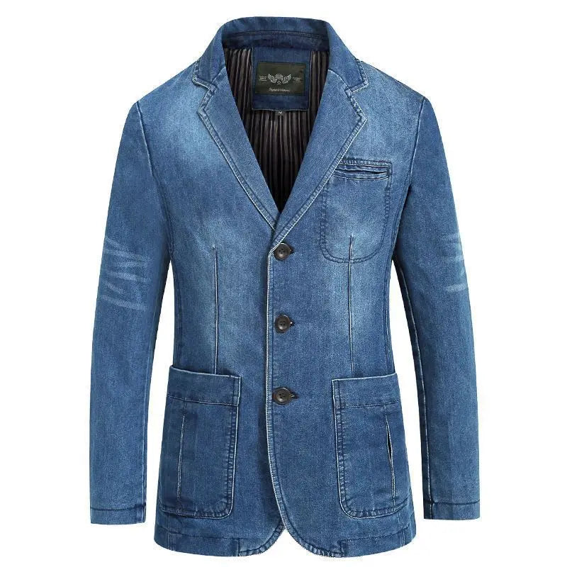 Men's Vintage Denim Blazer, Slim Fit Casual Jacket