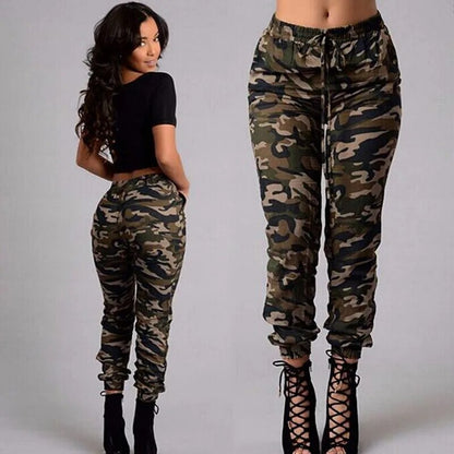 Stretchy Waistband Camouflage Stylish Skinny Army Green Jeans